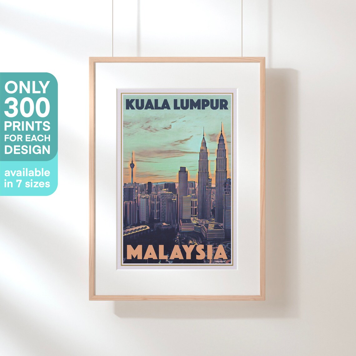 Kuala Lumpur Petronas Twin Towers Skyline Travel Poster Malaysia - Image 3