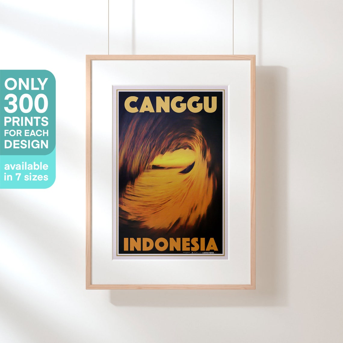 Canggu Bali Surf Wave Golden Barrel Sunset Indonesia Retro Surf Poster - Image 3