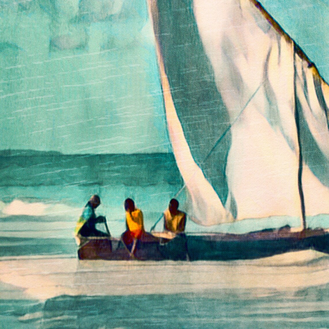 Zanzibar Tanzania Dhow Sailboat Fishermen Sunset Ocean Travel Poster - Image 4