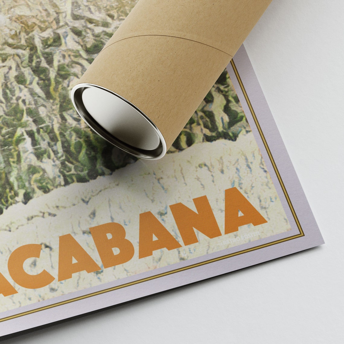 Copacabana Beach Aerial Umbrellas Brazil Vintage Travel Poster - Image 2