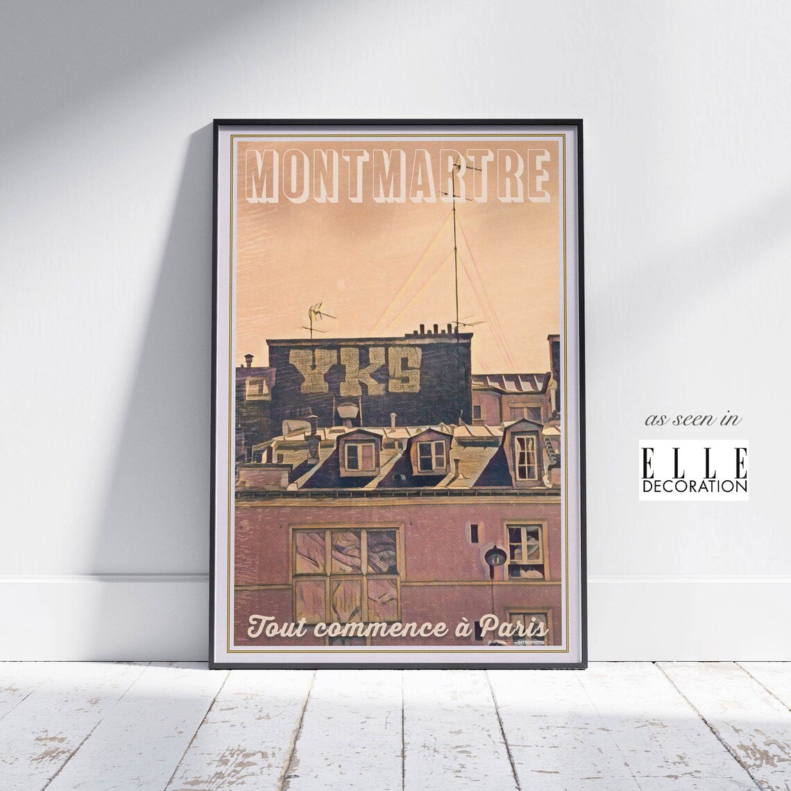 Montmartre Paris Rooftops Tout Commence A Paris Vintage Travel Poster