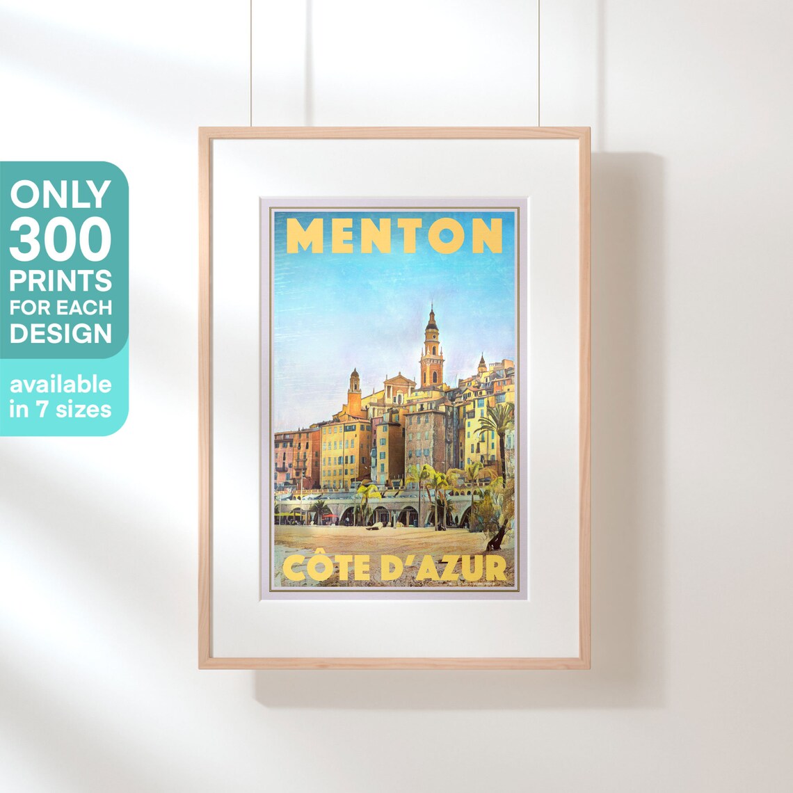 Menton Cote dAzur Vintage Travel Poster French Riviera Town Art - Image 3