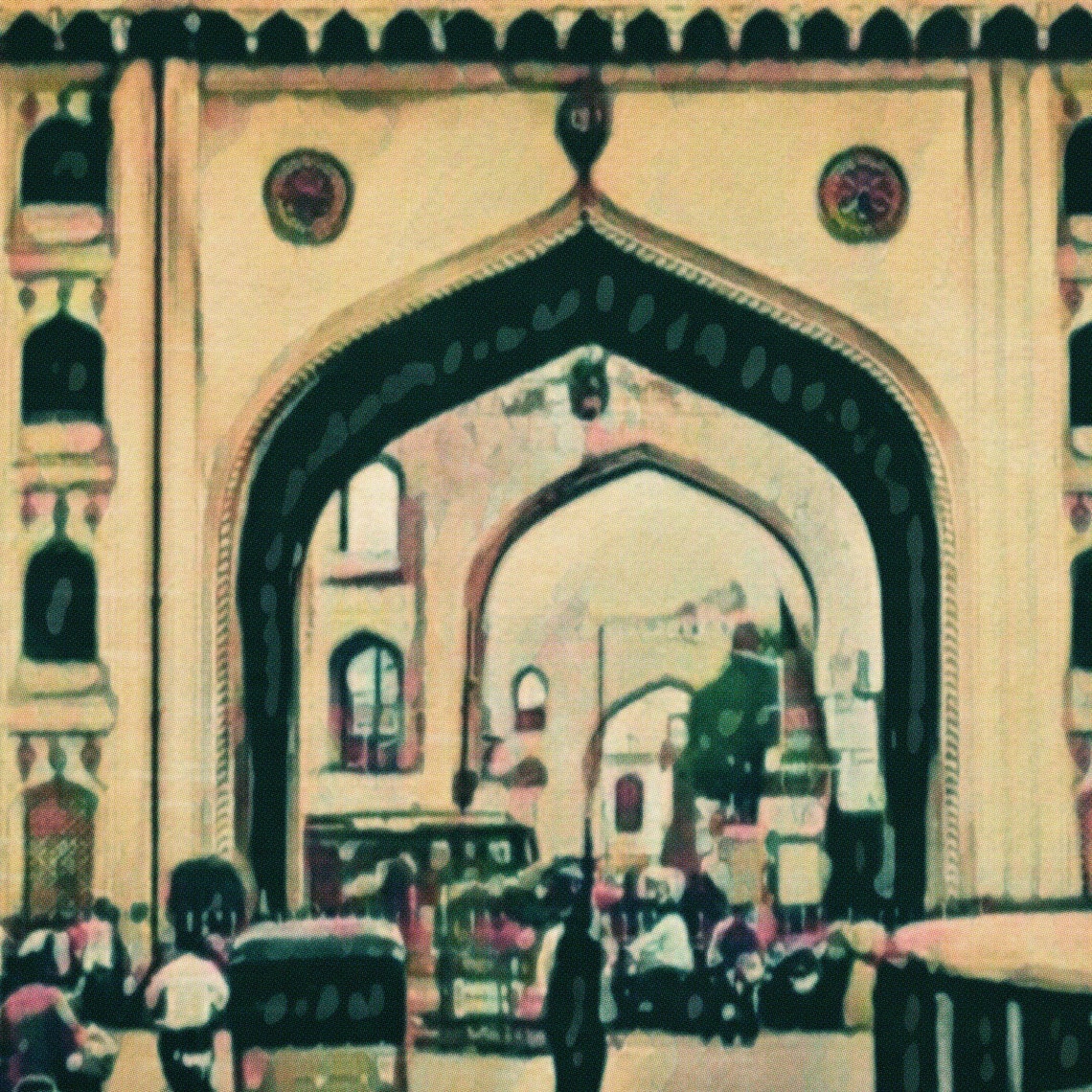 Hyderabad Charminar Monument Street Scene India Retro Travel Poster - Image 4
