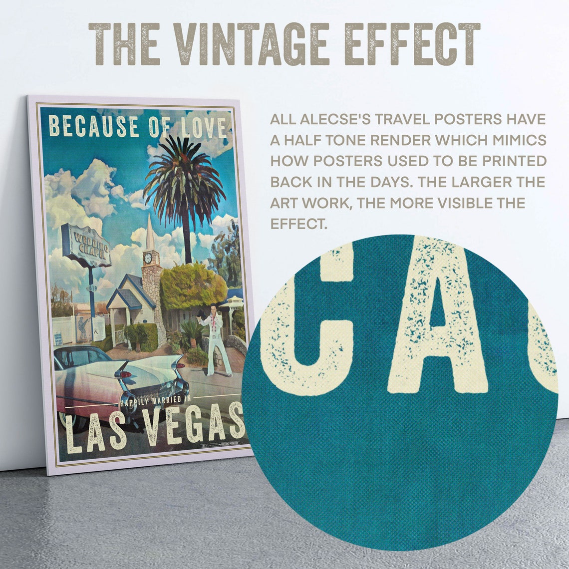 Las Vegas Poster Because Of Love By Alecse Limited Edition Las Vegas Wedding Poster Gallery Wall Print Of Graceland Wedding Anniversary - Image 2