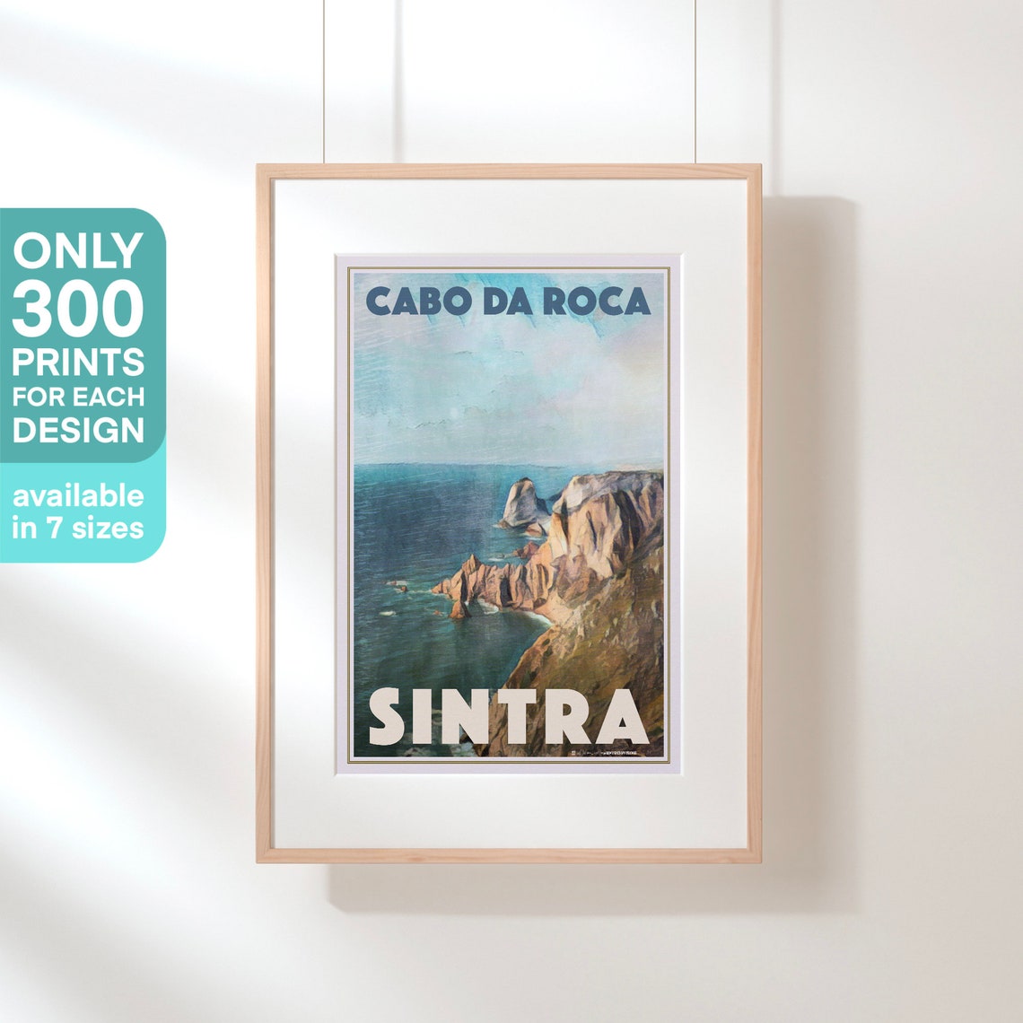 Cabo da Roca Sintra Portugal Rugged Cliffs Ocean Vintage Travel Poster - Image 3
