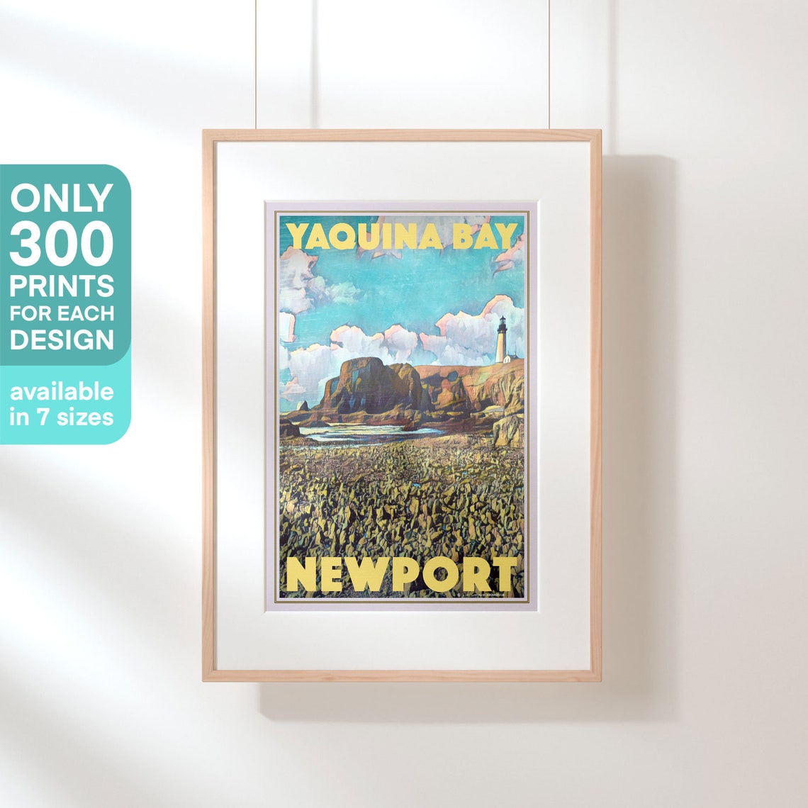 Yaquina Bay Newport Vintage Travel Poster Oregon Lighthouse Coast Art - Image 3