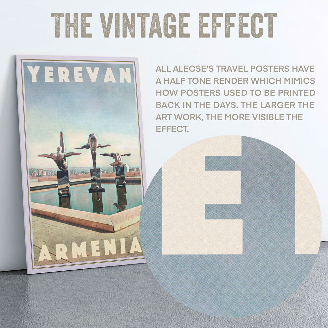 Yerevan Cascade Diver Sculptures Monument Armenia Travel Poster - Image 2