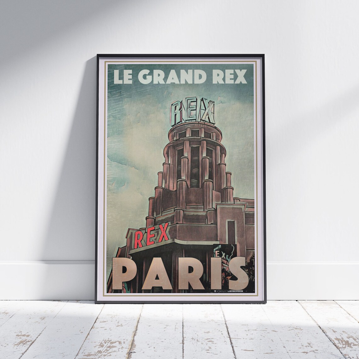Le Grand Rex Paris Vintage Art Deco Cinema Landmark Travel Poster