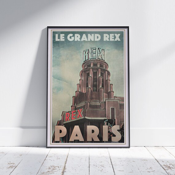 Le Grand Rex Paris Vintage Art Deco Cinema Landmark Travel Poster
