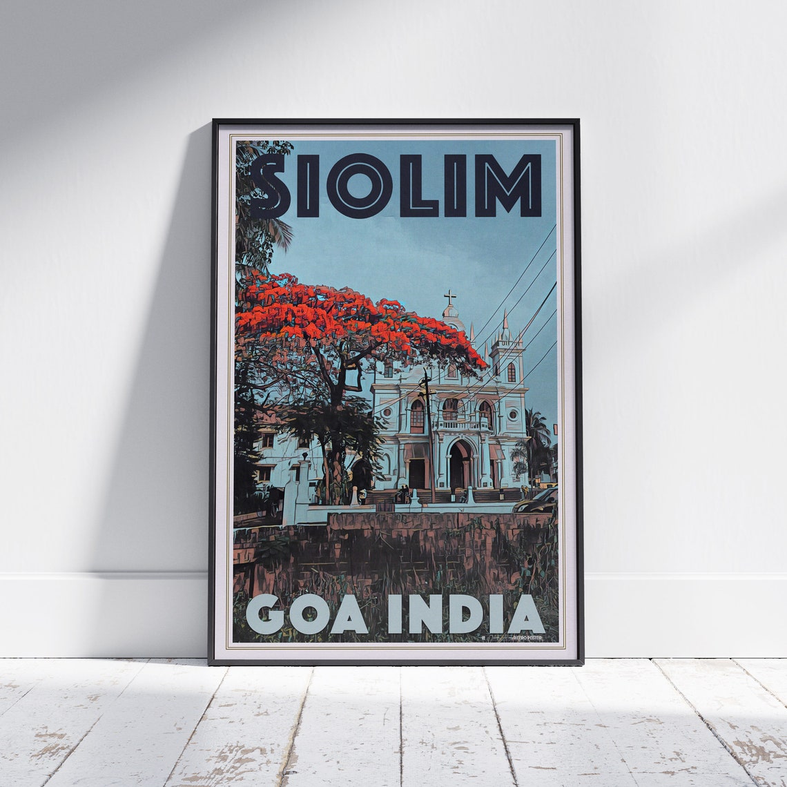 Goa Poster Siolim By Alecse Limited Edition Goa Travel Poster Indian Gallery Wall Print Of Siolim Poster Of Siolim Church Goa State