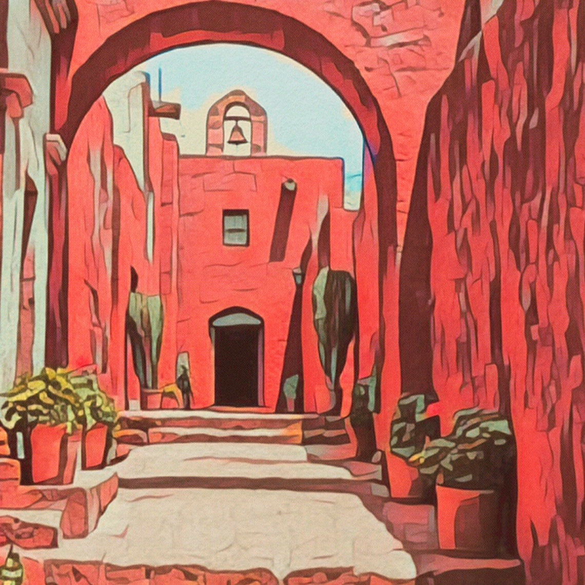 Santa Catalina Monastery Red Arches Arequipa Peru Retro Travel Poster - Image 4