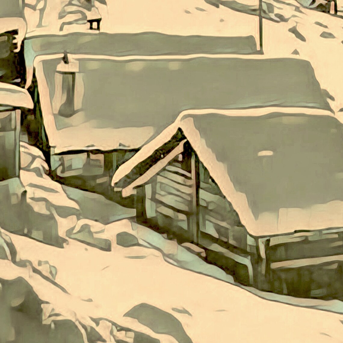 Verbier Massif des Combins Snowy Alpine Chalet Winter Travel Poster - Image 4