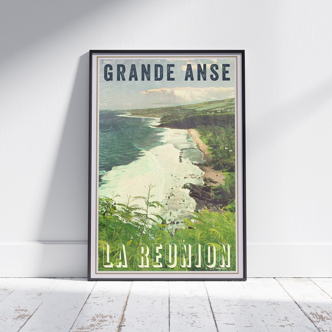 Reunion Island Poster Big Cove By Alecse Limited Edition La Reunion Poster Grande Anse France Travel Poster Of La Reunion Big Cove