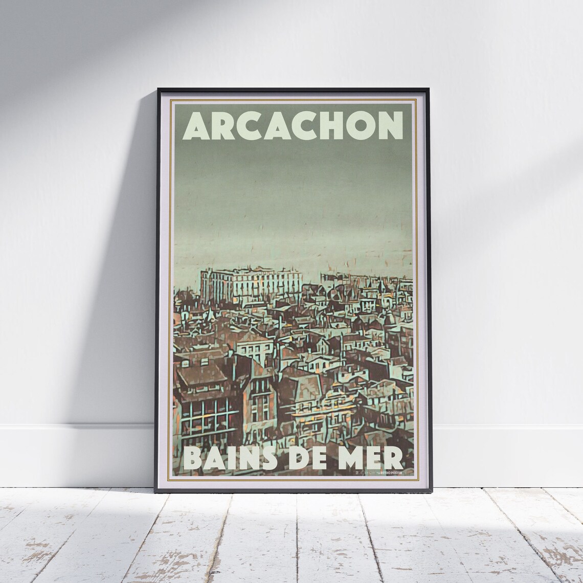Arcachon Bains de Mer French Seaside Town Vintage Travel Poster