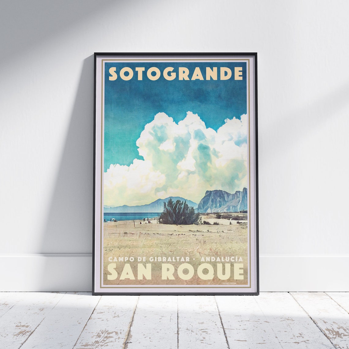 Sotogrande San Roque Andalucia Beach Rock View Vintage Travel Poster