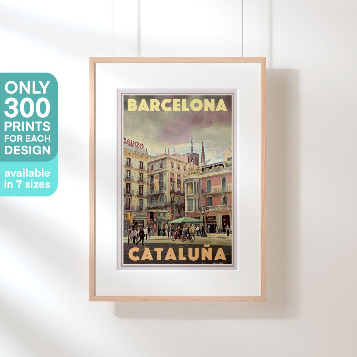 Barcelona Cataluna Bustling City Square Spain Vintage Travel Poster - Image 3