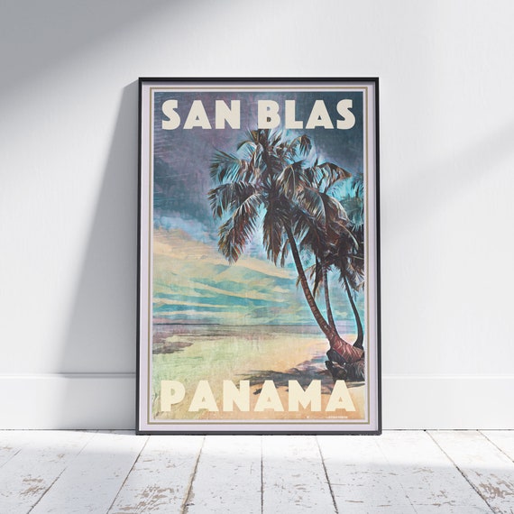 Panama Poster Of San Blas By Alecse Limited Edition Panama Travel Poster San Blas Retro Poster Of Panama