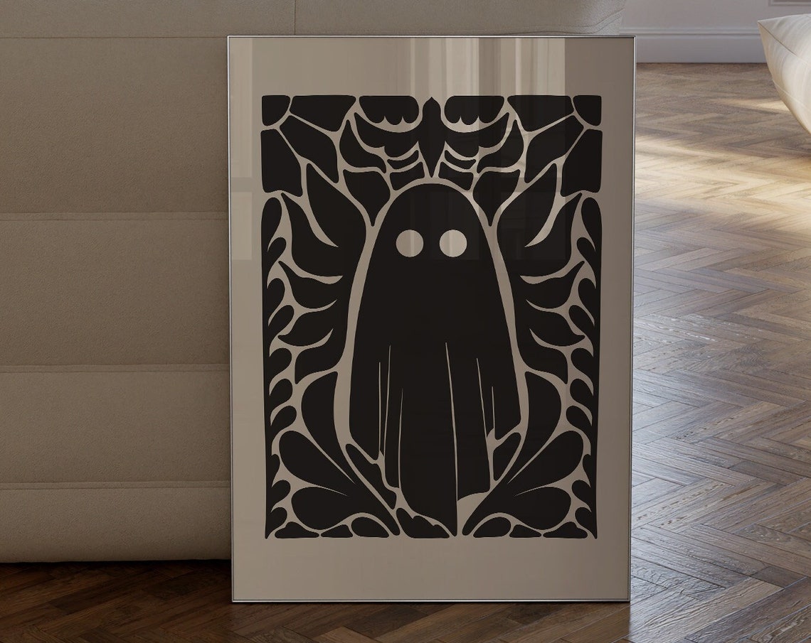 Black Ghost Botanical Arch Gothic Halloween Spooky Art Poster