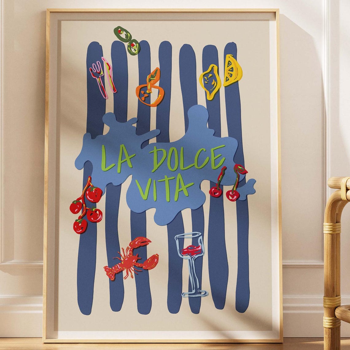La Dolce Vita Italian Seafood Feast Lobster Coastal Kitchen Poster