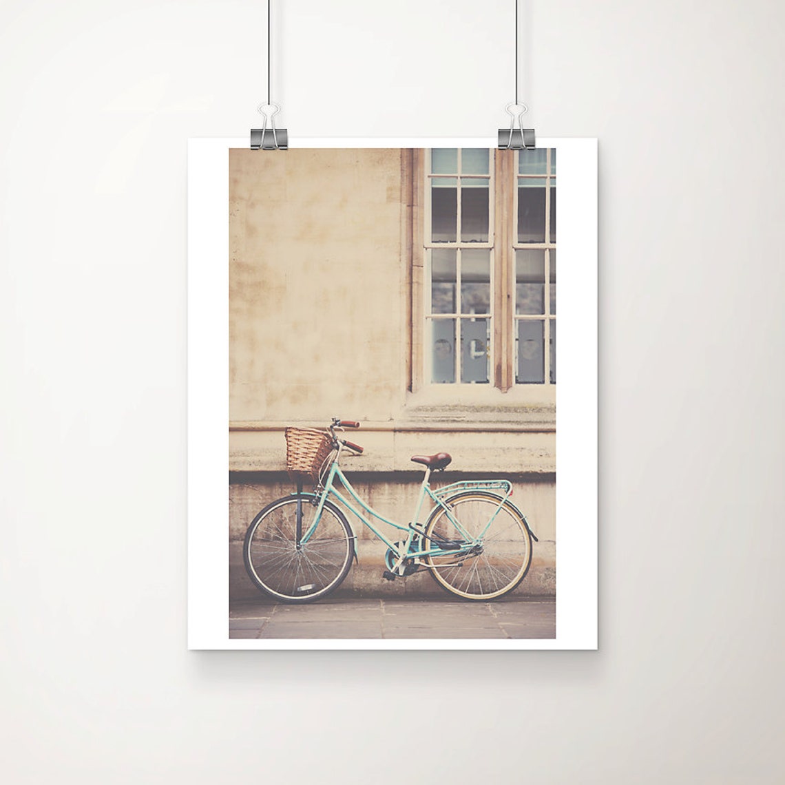 Vintage Mint Green Bicycle With Basket Cambridge Photo Poster
