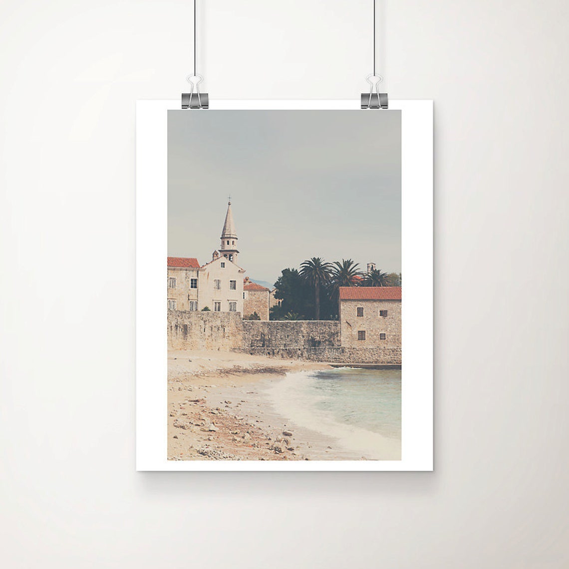 Budva Montenegro Old Town Adriatic Beach Coastal Travel Art Poster