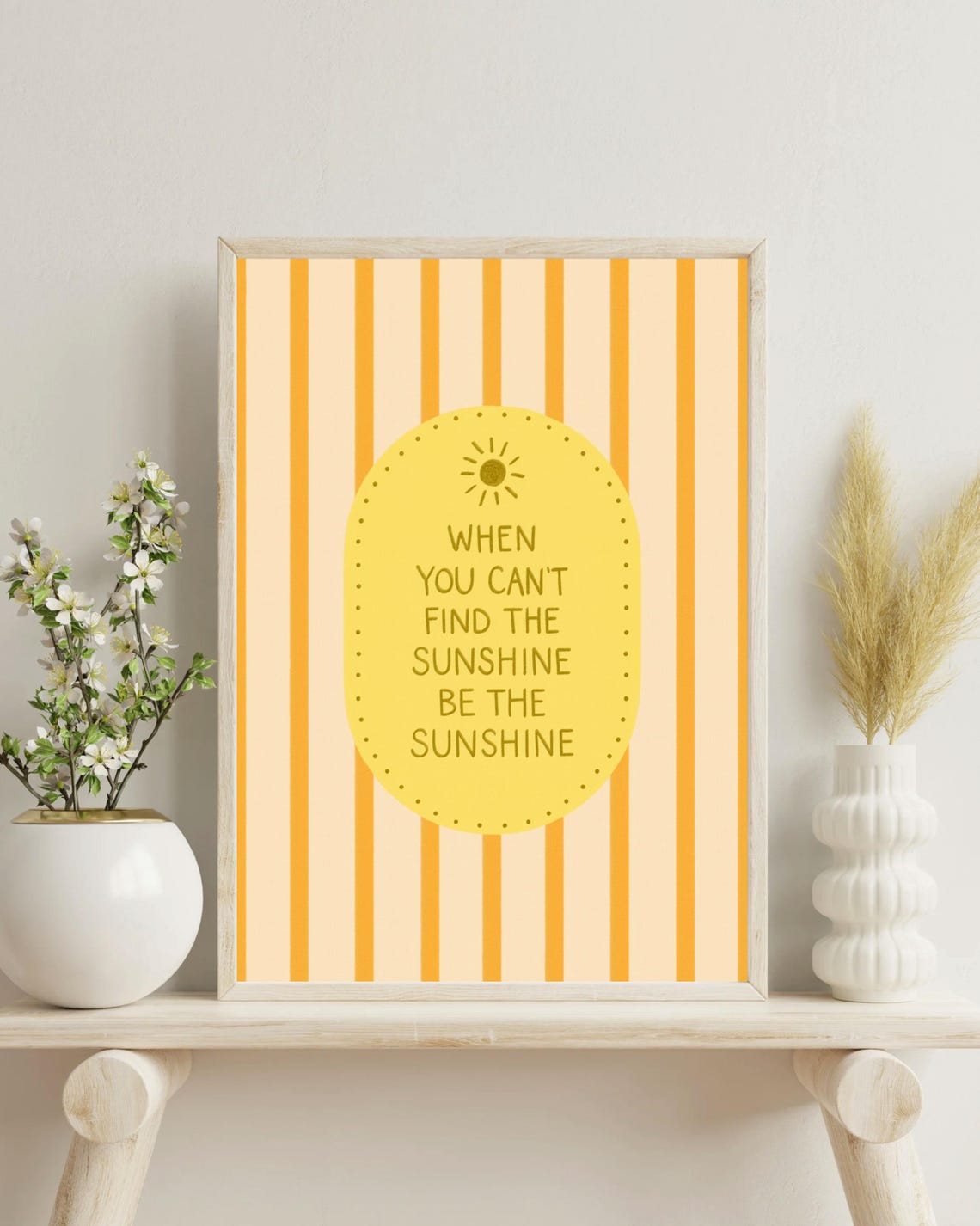 Be the Sunshine Uplifting Quote Yellow Striped Motivational Poster