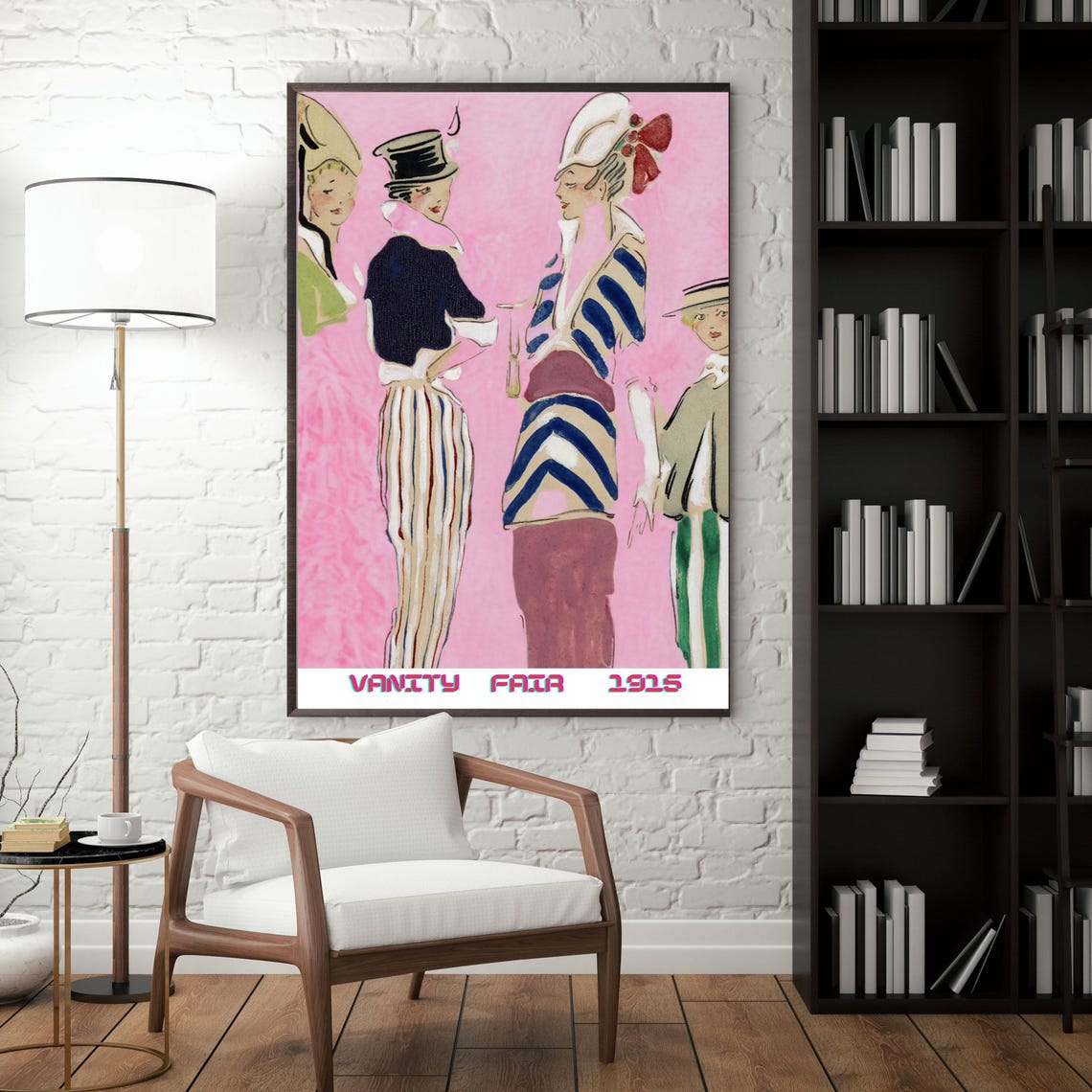 Vanity Fair 1915 Vintage Fashion Illustration Pink Retro Poster