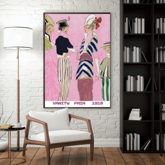 Vanity Fair Wall Art Vintage Fashion Illustration Print Retro Pink Poster Elegant Deco Home Decor