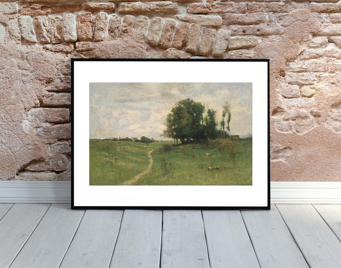 Beautiful Farm Vintage Painting, Countryside Winter