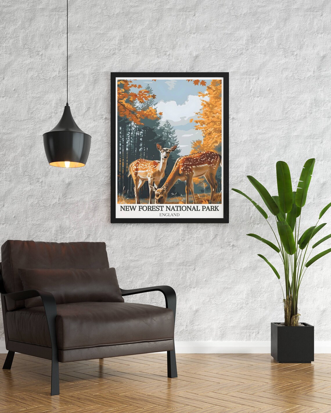 New Forest Fallow Deer Autumn Woodland England Wildlife Poster - Image 2
