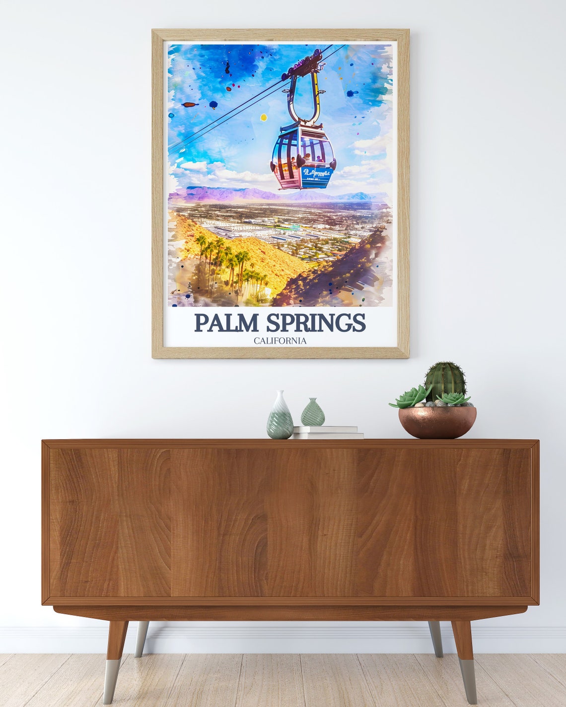 Palm Springs Aerial Tramway Gondola Watercolor Desert Poster - Image 2