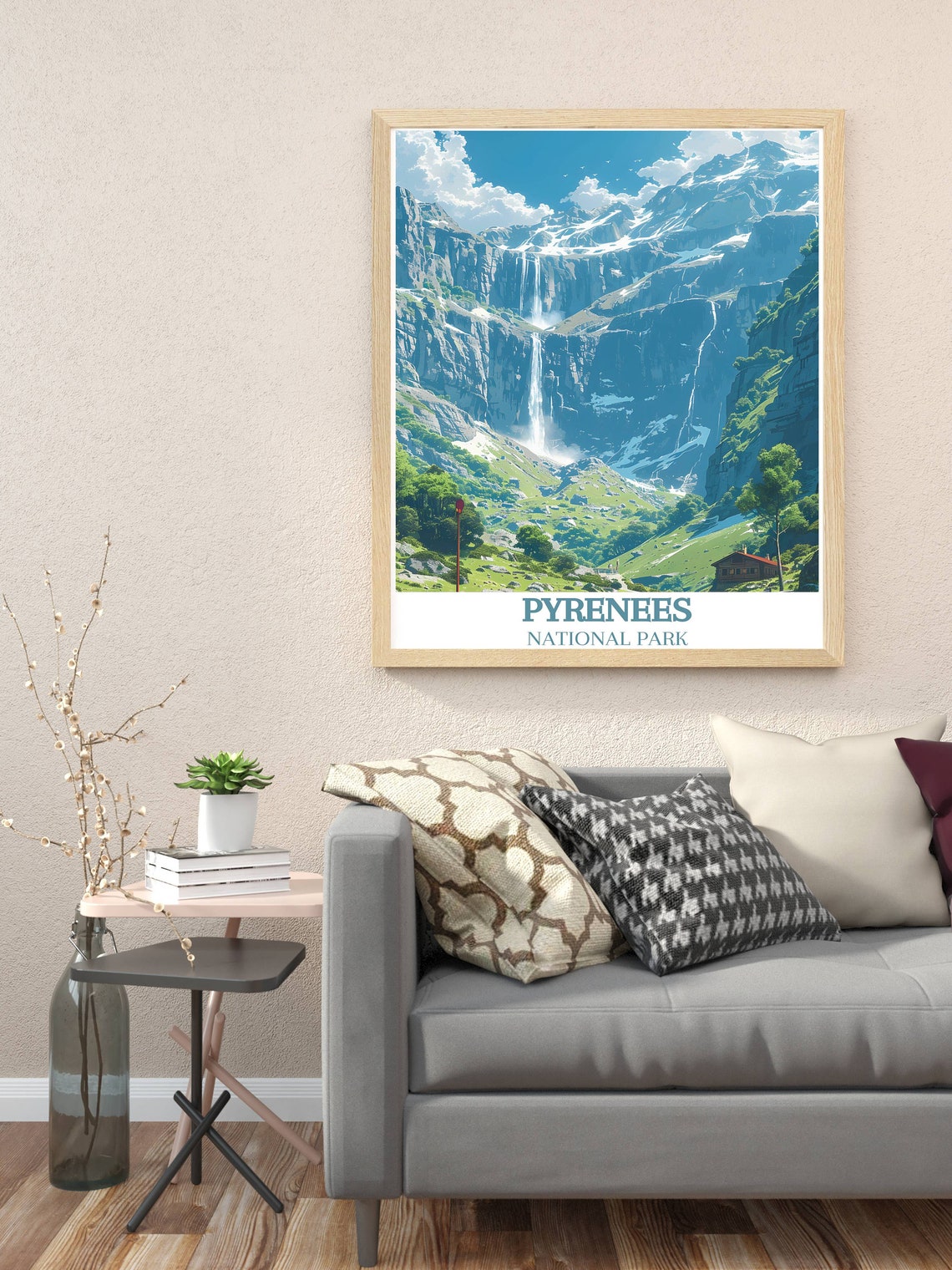 Pyrenees National Park Alpine Waterfalls Mountain Cabin Valley Poster - Image 2