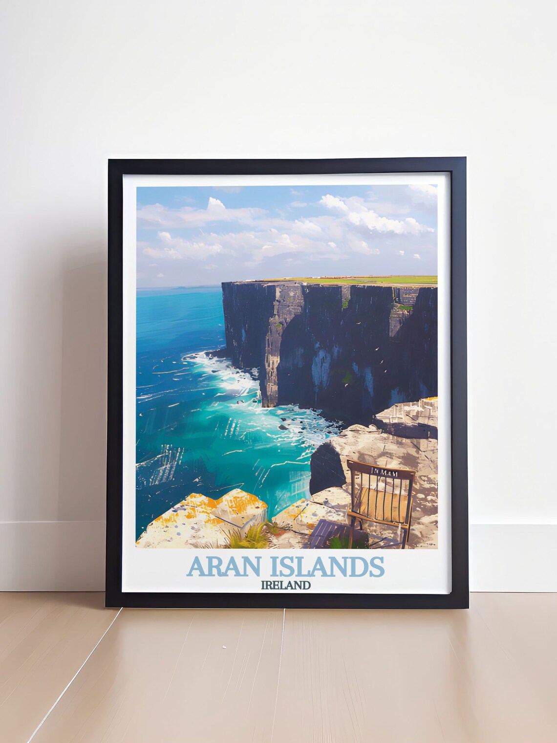 Aran Islands Ireland Sea Cliffs Coastal Cliff Top Travel Art Poster - Image 4