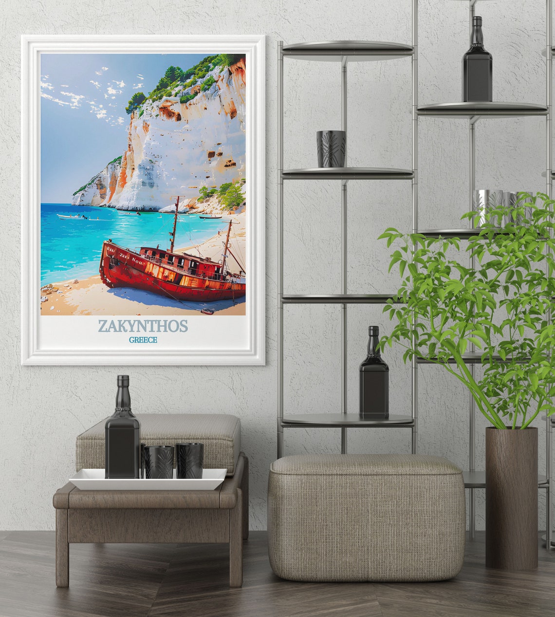 Zakynthos Navagio Beach Shipwreck White Cliffs Travel Poster - Image 2