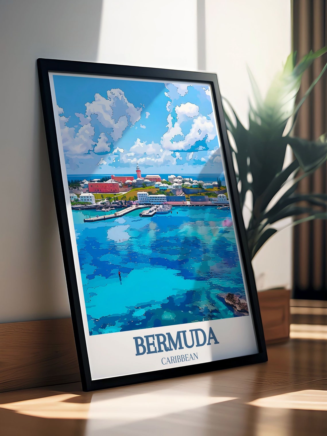 Bermuda Turquoise Harbor Boats St Georges Town Ocean View Poster - Image 3