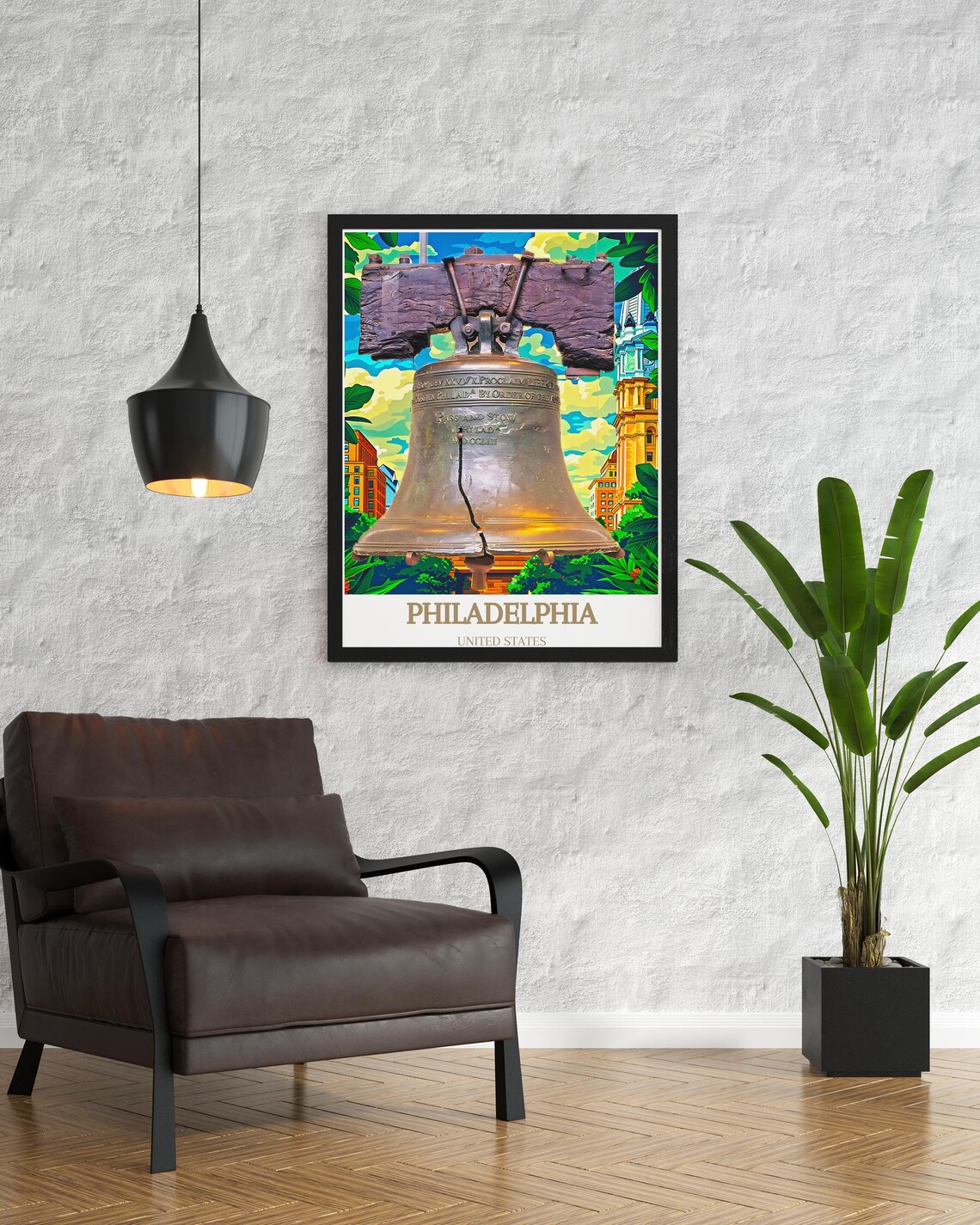 Philadelphia Liberty Bell Vibrant Pop Art City Skyline Pride Poster - Image 2