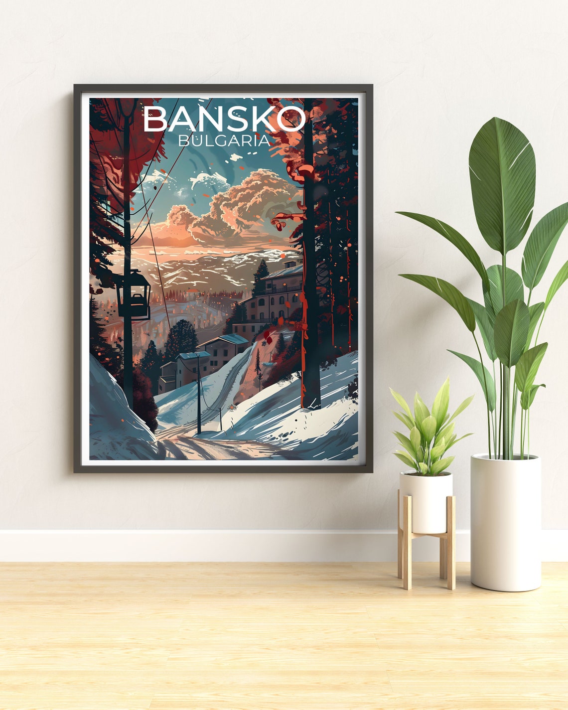 Bansko Bulgaria Sunset Gondola And Snowy Slopes Ski Resort Poster - Image 3