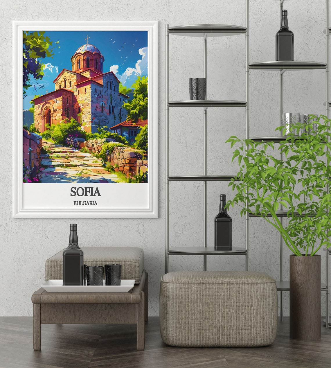 Sofia Bulgaria Historic Stone Dome Church Poster Balkan Travel Art - Image 2