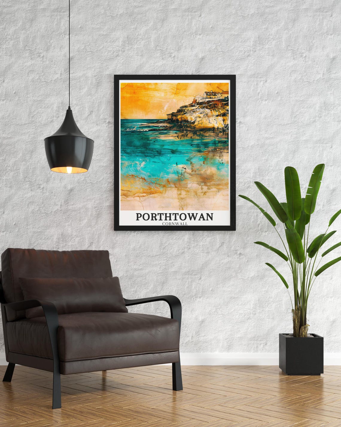 Porthtowan Cornwall Sunset Cliffside Beach Scene Travel Poster - Image 2