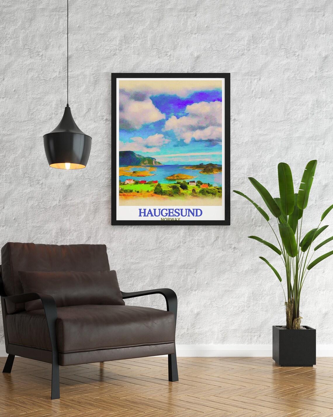 Rør Islands and Green Coastline of Haugesund Norway Travel Poster - Image 3