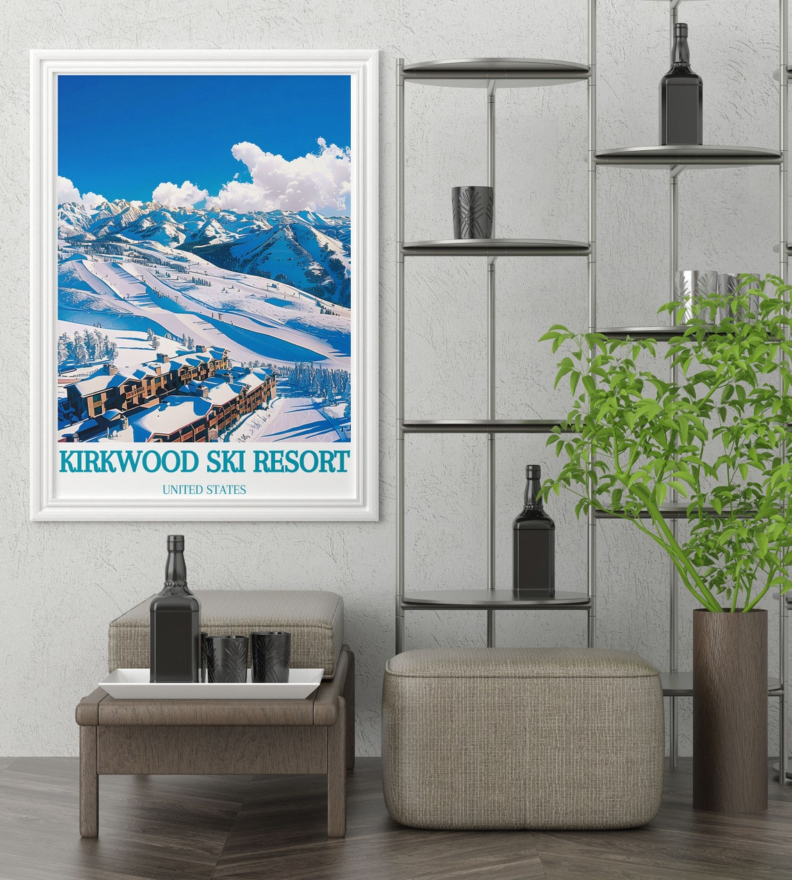 Kirkwood Ski Resort California Aerial Slopes Mountain Poster - Image 2