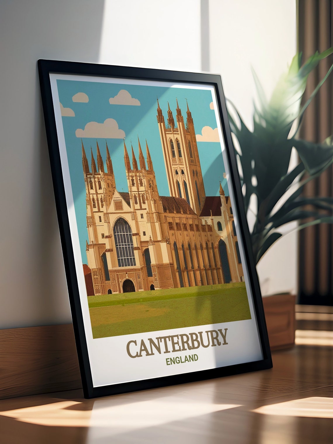 Canterbury Cathedral Gothic Spires England Historic Travel Poster - Image 2