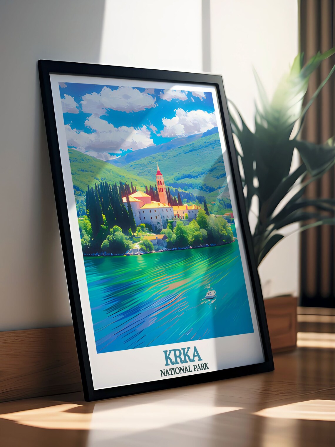 Visovac Island Monastery on an Emerald Lake in Croatia Poster - Image 2