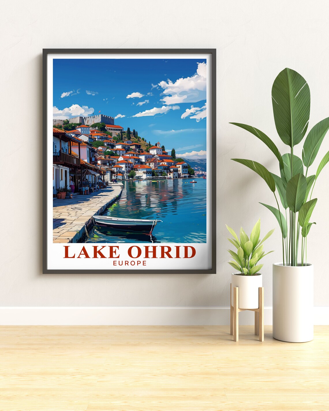Lake Ohrid Lakeside Old Town Harbor View Europe Travel Poster - Image 3