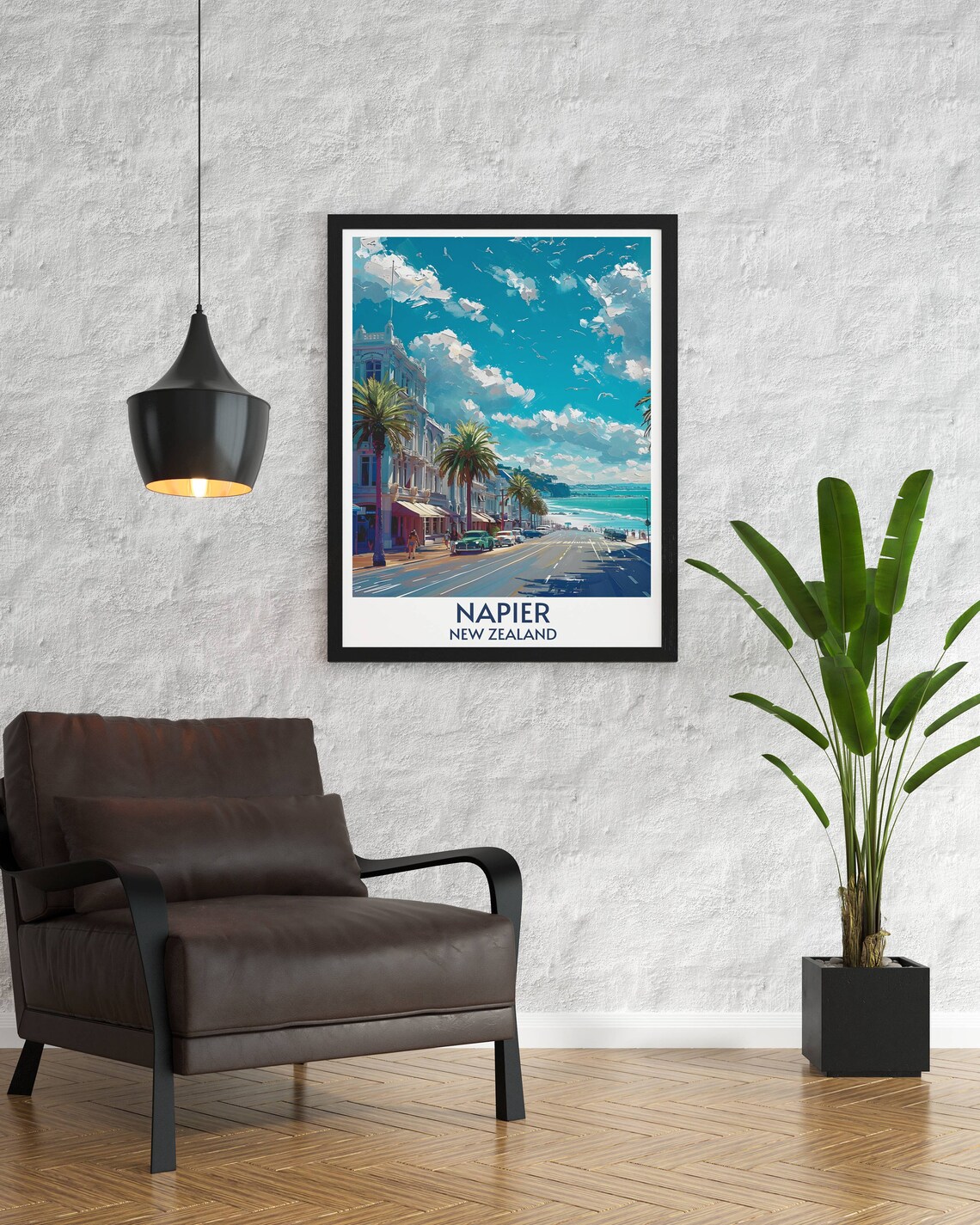 Napier New Zealand Art Deco Waterfront Vintage Travel Poster - Image 2