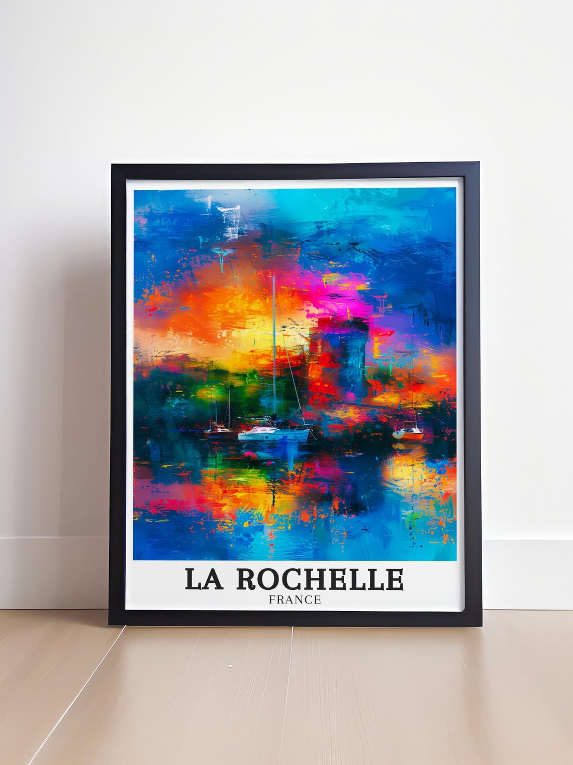 La Rochelle France Harbor Sunset Abstract Sailing Travel Poster - Image 4