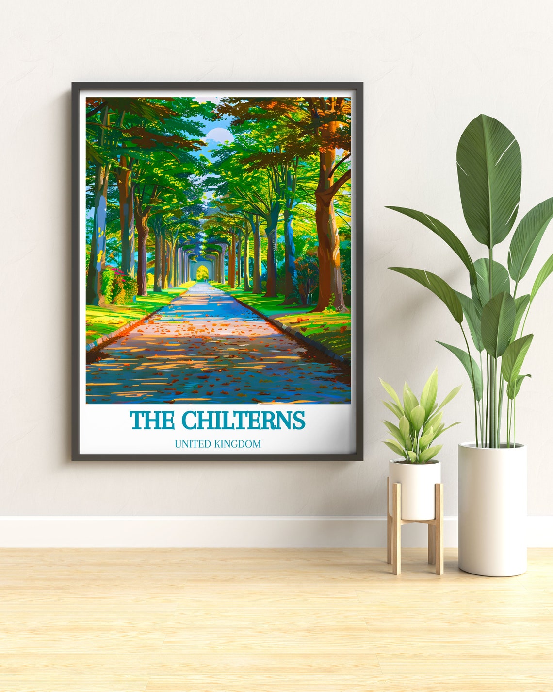 The Chilterns England Sunlit Tree Lined Country Lane Path Poster - Image 3