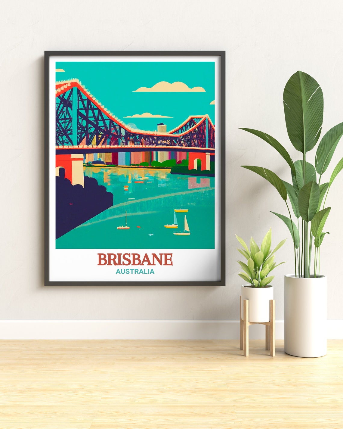 Brisbane Travel Art Story Bridge Australia Travel Art Print Brisbanes Story Bridge Australia Poster Brisbane Travel Poster - Image 3