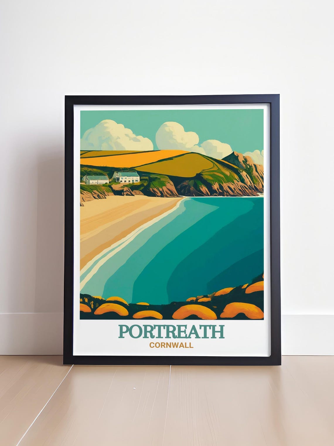 Portreath Cornwall Golden Sands and Cliff Village Travel Poster - Image 4