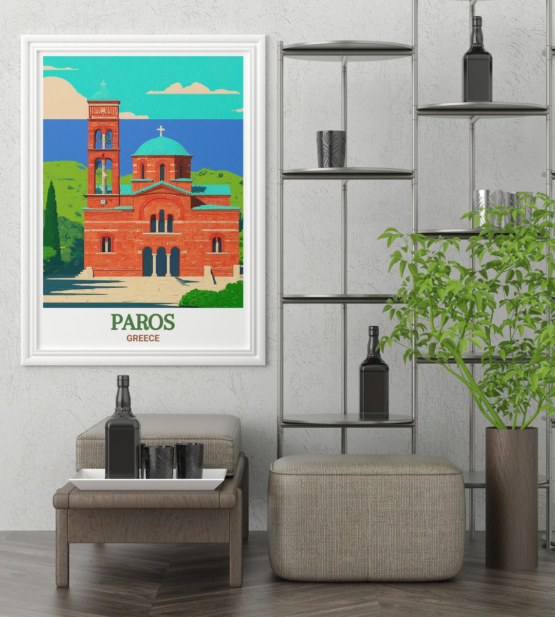 Paros Greece Red Brick Church Bell Tower Cycladic Island Poster - Image 3